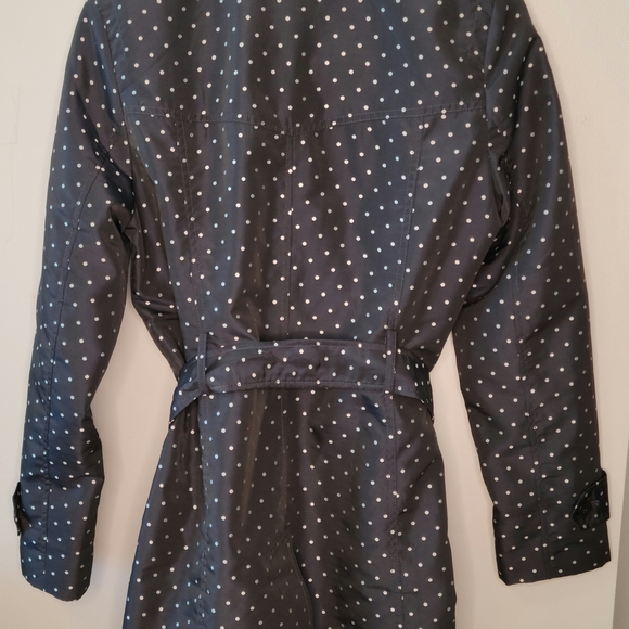 Banana Republic Navy & White Polka Dot Trench Coat – Classic Belted Style M - Picture 4 of 6